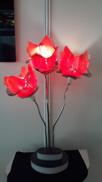 Lampe 3 tulipes rouges