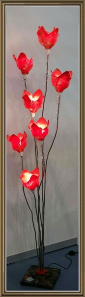 Lampadaire 7 tulipes rouges